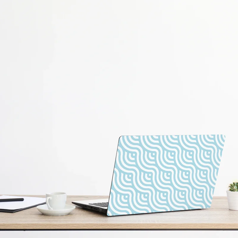 Naklejka na laptopa miękki turkusowy geometryczny wzór fal