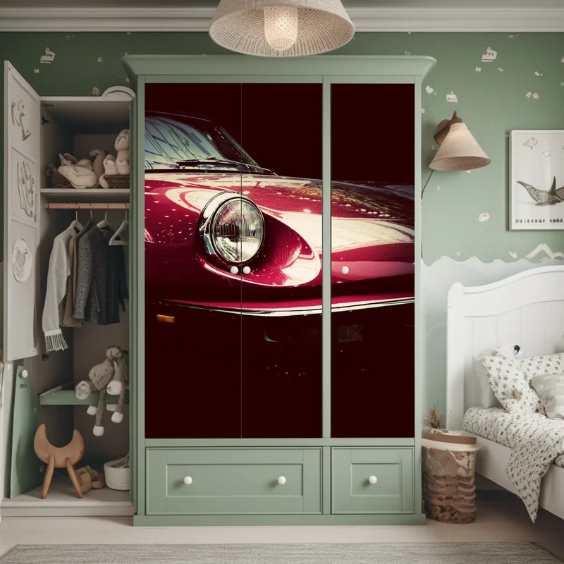 Schrankaufkleber nahaufnahme eines klassischen roten sportwagens