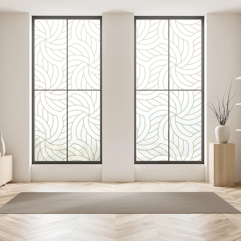 Fensteraufkleber goldenes geometrisches wirbelmuster Fensteraufkleber goldenes geometrisches wirbelmuster