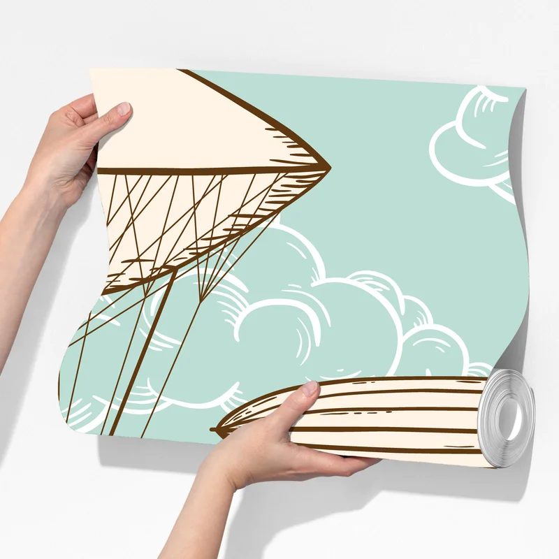 Fototapete vintage-motiv mit luftschiffen und ballons Fototapete vintage-motiv mit luftschiffen und ballons