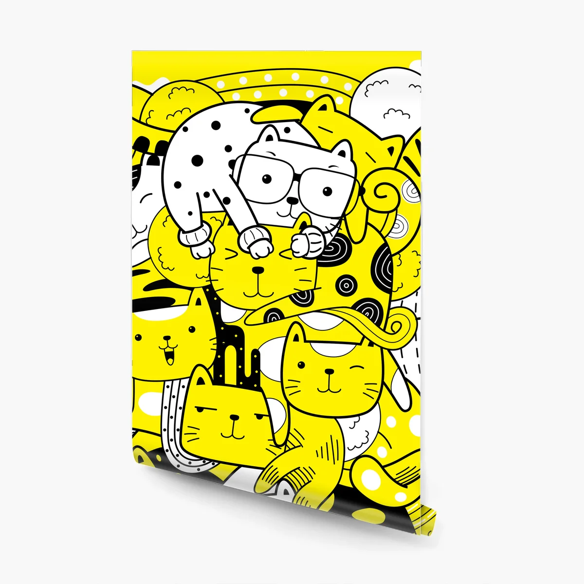 Fototapete verspielte gelbe katzen-collage Fototapete verspielte gelbe katzen-collage