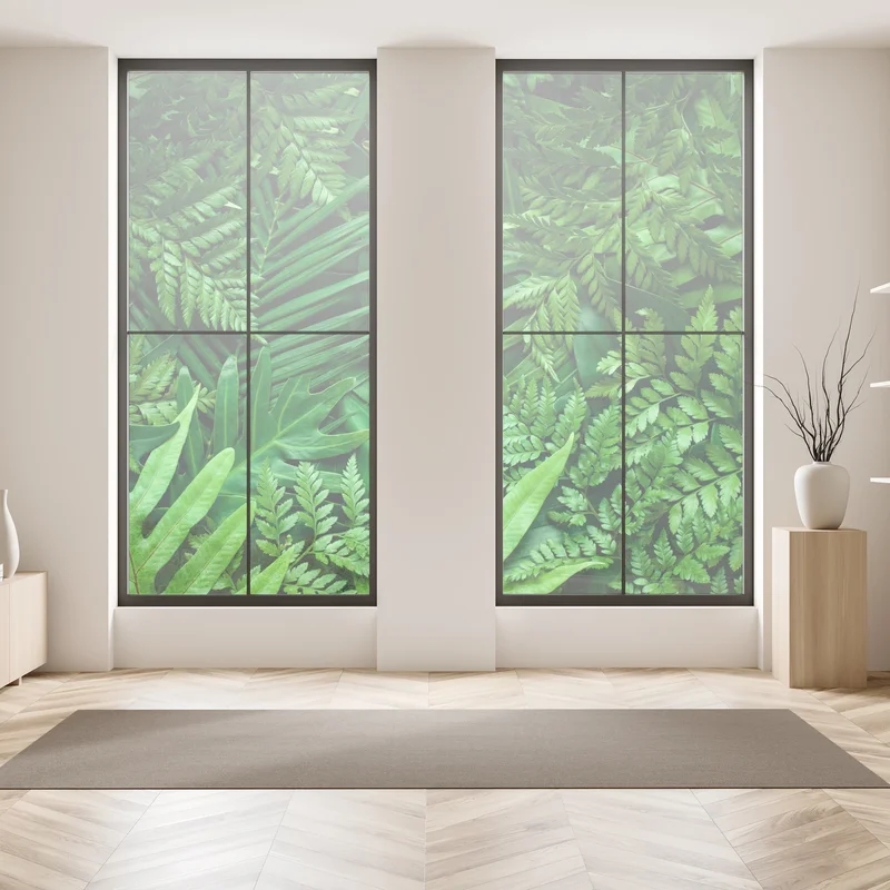 Fensteraufkleber üppiges grünes blättermuster Fensteraufkleber üppiges grünes blättermuster