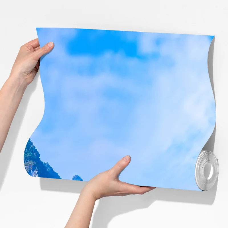 Fototapete üppige panoramaansicht eines wasserfalls mit karstbergen Fototapete üppige panoramaansicht eines wasserfalls mit karstbergen