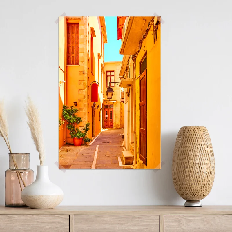 Poster sonnige gelbe gasse in Rethymno, Kreta Poster sonnige gelbe gasse in Rethymno, Kreta