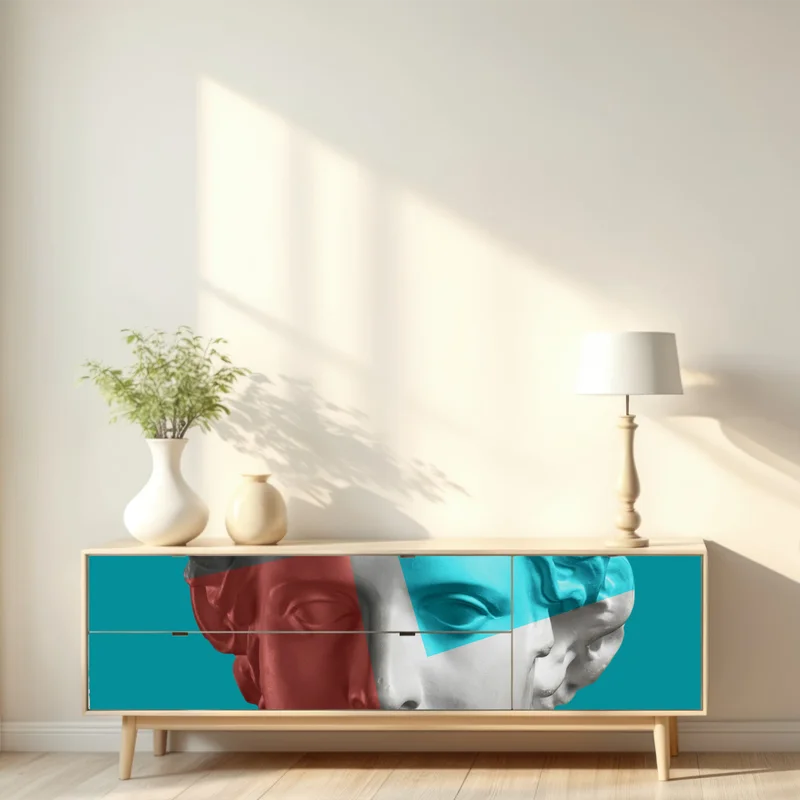 Repositionierbarer Aufkleber duotone klassische büste im collage-stil