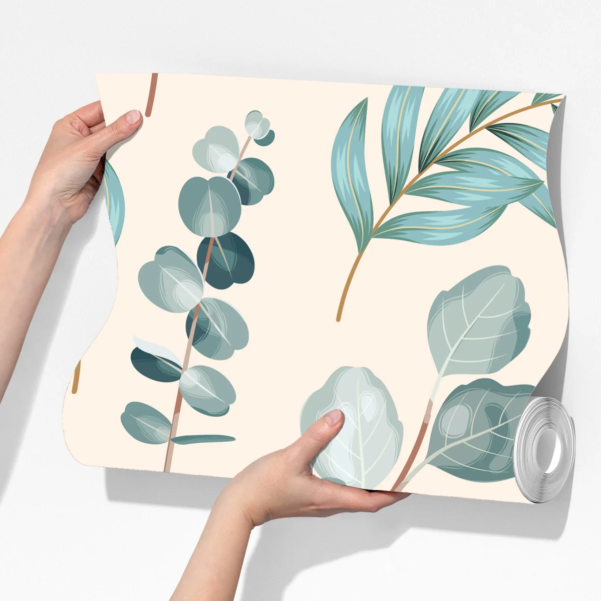 Fototapete pastell eukalyptus blattmuster Fototapete pastell eukalyptus blattmuster