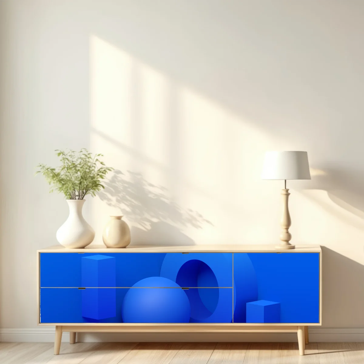 Repositionierbarer Aufkleber blaue geometrische 3d-komposition Repositionierbarer Aufkleber blaue geometrische 3d-komposition