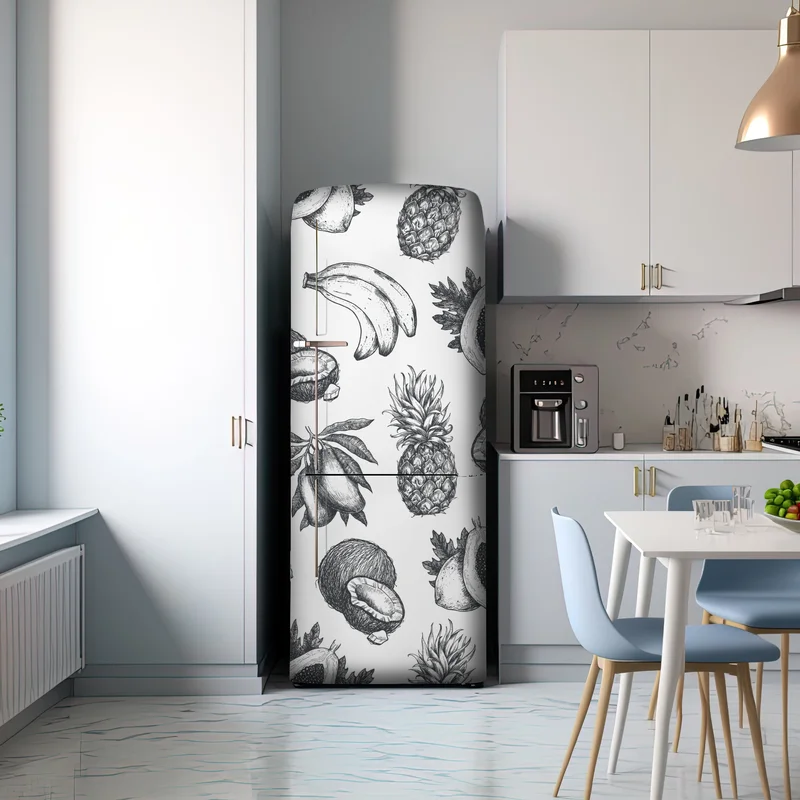 Kühlschrankaufkleber handgezeichnetes muster tropischer früchte