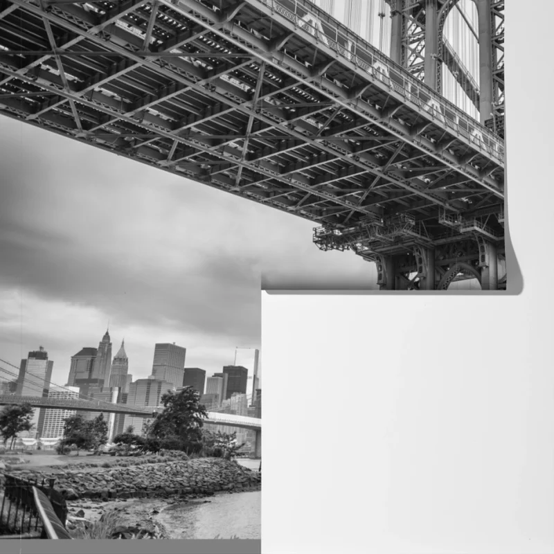 Fototapeta widok z dołu na most Manhattan i panoramę Nowego Jorku Fototapeta widok z dołu na most Manhattan i panoramę Nowego Jorku