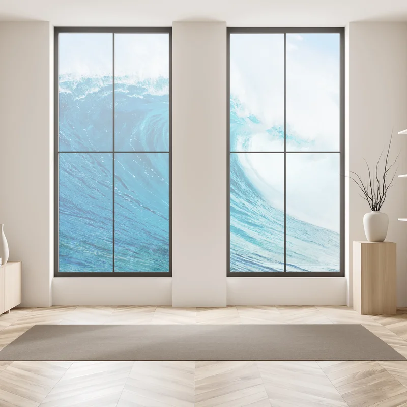 Fensteraufkleber majestätische blaue ozeanwelle