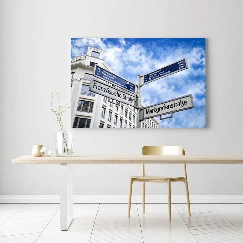 Leinwandbild Straßenschilder in Berlin, Deutschland • Leinwandbilder bei Wallnifity® Leinwandbild Straßenschilder in Berlin, Deutschland • Leinwandbilder bei Wallnifity®