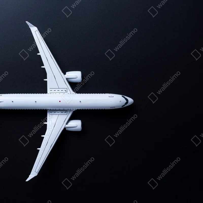 Türaufkleber weißes flugzeug von oben auf schwarzem hintergrund Türaufkleber weißes flugzeug von oben auf schwarzem hintergrund