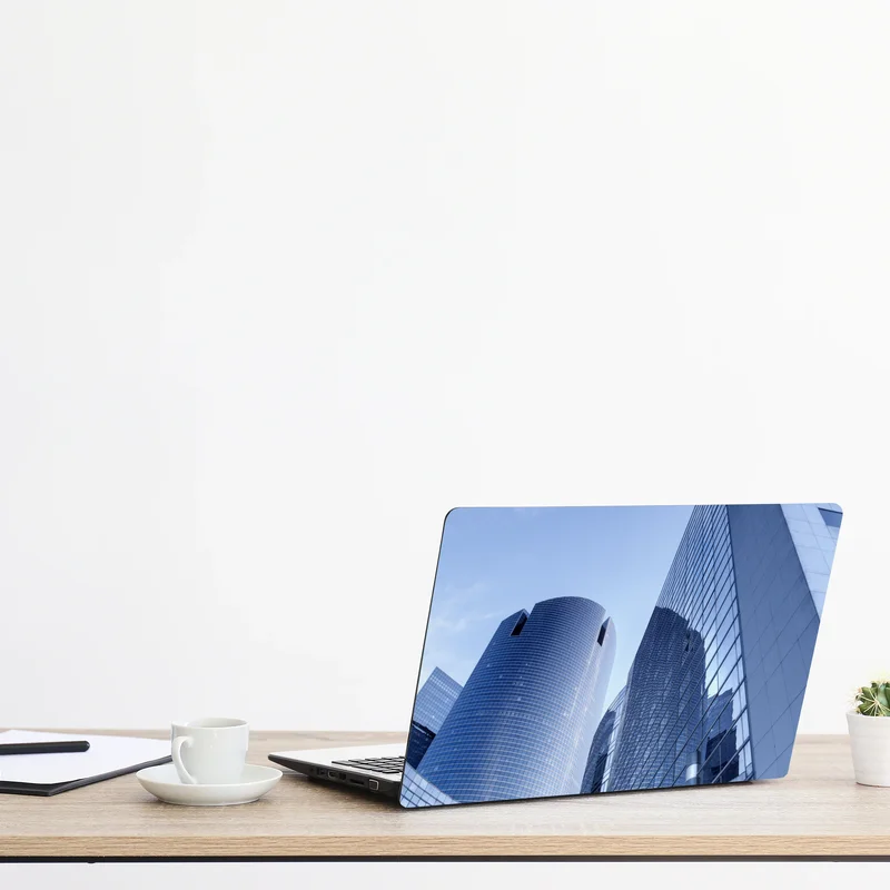 Laptop-Aufkleber moderne blaue stadtsilhouette Laptop-Aufkleber moderne blaue stadtsilhouette