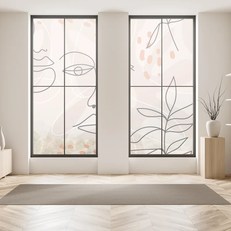 Fensteraufkleber pastell linienzeichnungen gesichter