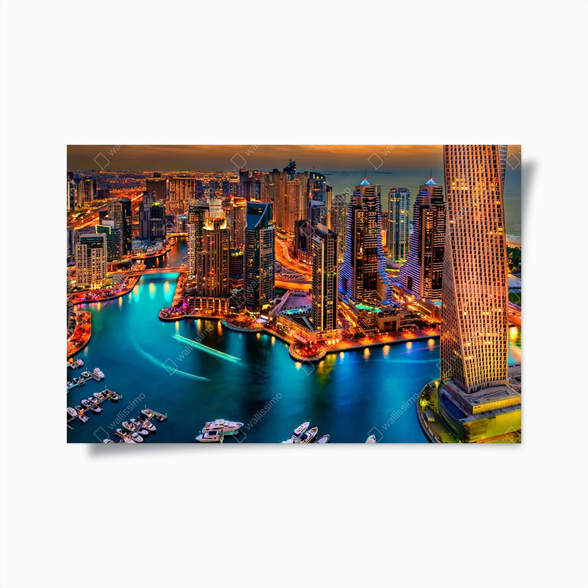 Poster lebendige Dubai marina skyline bei dämmerung • Poster bei Wallnifity® Poster lebendige Dubai marina skyline bei dämmerung • Poster bei Wallnifity®