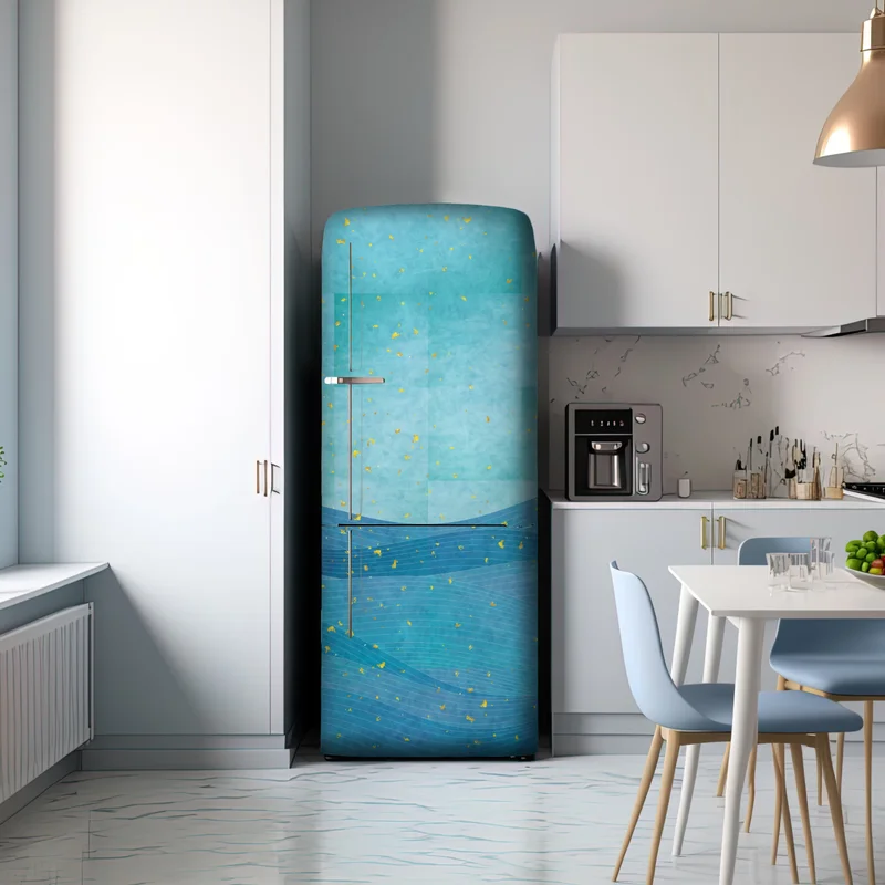 Kühlschrankaufkleber türkiswellen abstrakte komposition