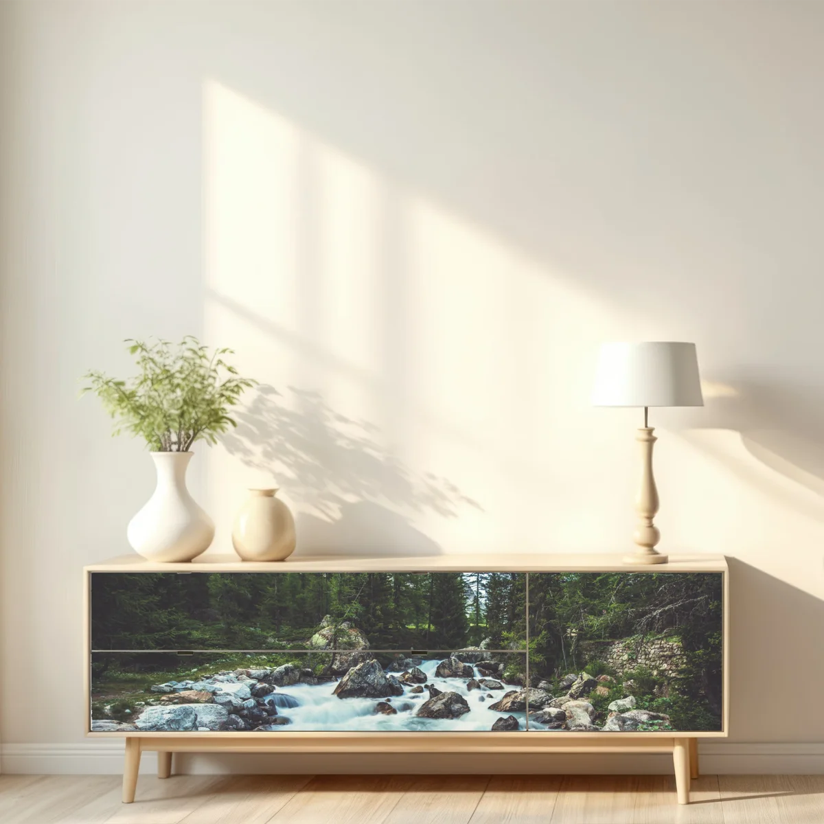 Repositionierbarer Aufkleber malerischer alpiner fluss im Ferret Valley Repositionierbarer Aufkleber malerischer alpiner fluss im Ferret Valley