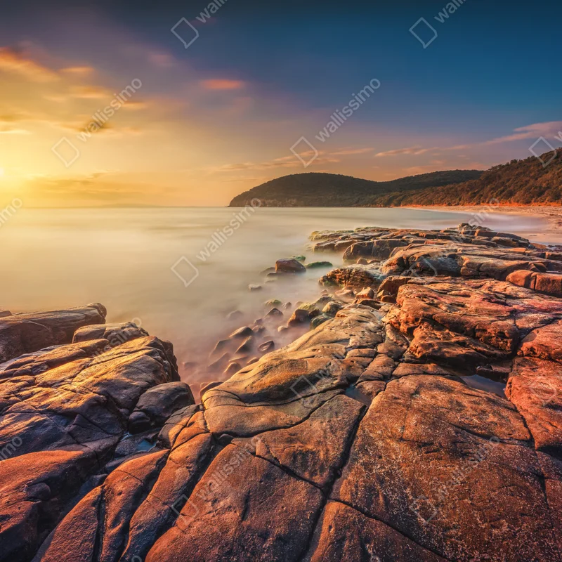 Repositionierbarer Aufkleber sonnenuntergang an Cala Violina, Toskana Repositionierbarer Aufkleber sonnenuntergang an Cala Violina, Toskana