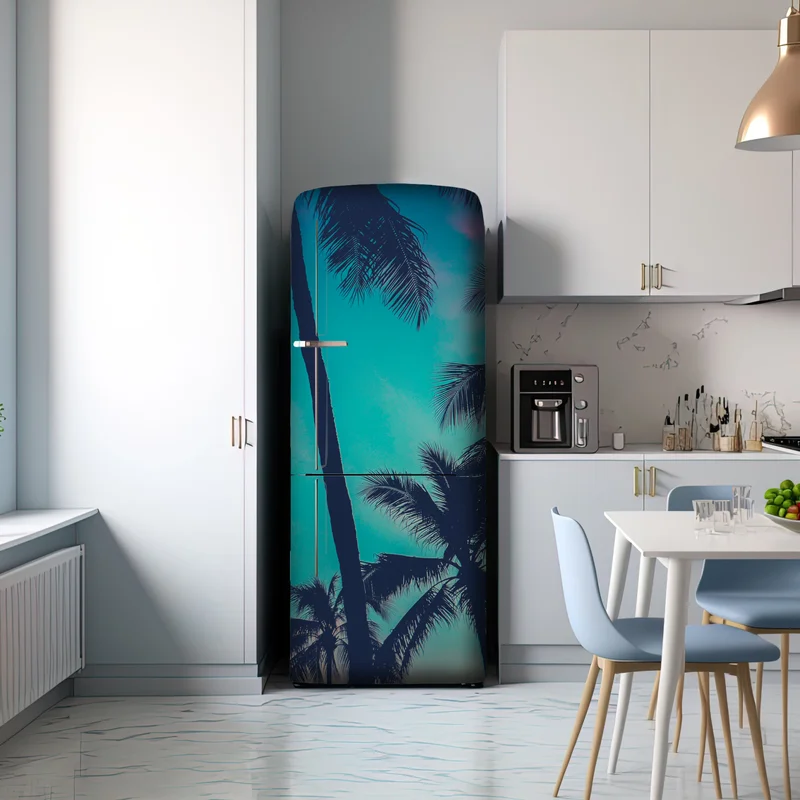 Kühlschrankaufkleber vintage palmen auf Hawaii bei sonnenuntergang Kühlschrankaufkleber vintage palmen auf Hawaii bei sonnenuntergang