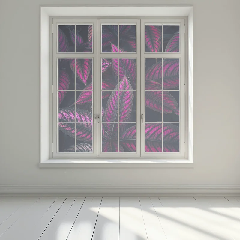 Fensteraufkleber leuchtendes violettes blättermotiv