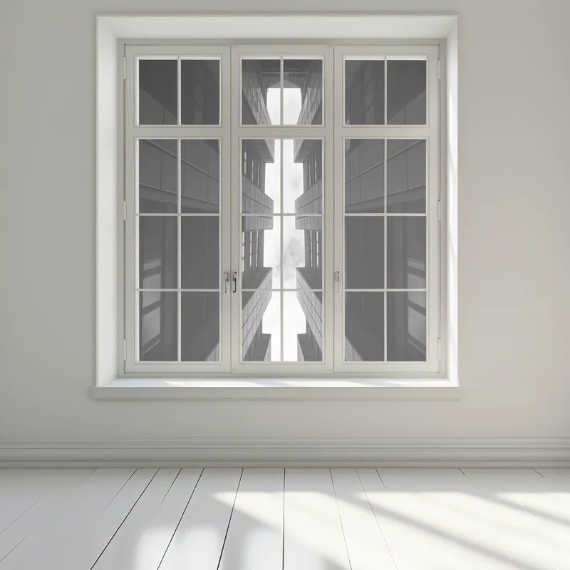 Fensteraufkleber vertikale städtische symmetrie in monochrom Fensteraufkleber vertikale städtische symmetrie in monochrom