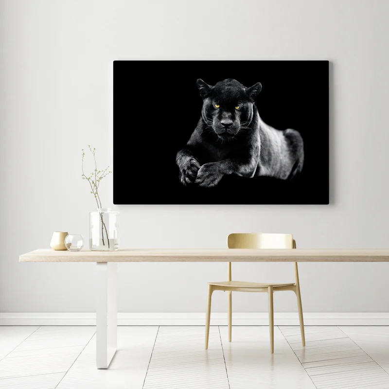 Leinwandbild porträt eines schwarzen panthers vor schwarzem hintergrund Leinwandbild porträt eines schwarzen panthers vor schwarzem hintergrund