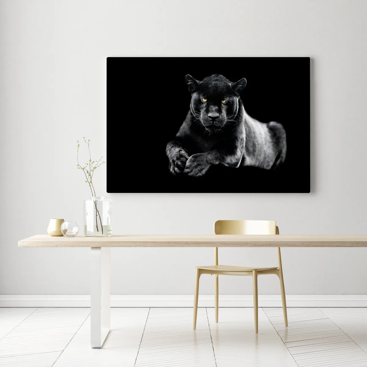 Leinwandbild porträt eines schwarzen panthers vor schwarzem hintergrund Leinwandbild porträt eines schwarzen panthers vor schwarzem hintergrund