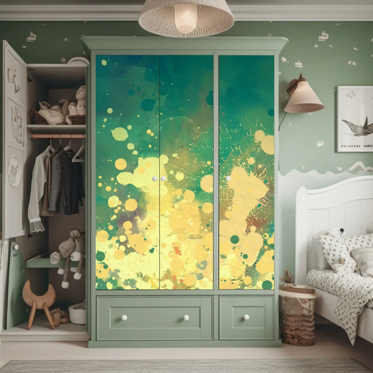 Schrankaufkleber türkiser aquarellausbruch abstrakt Schrankaufkleber türkiser aquarellausbruch abstrakt