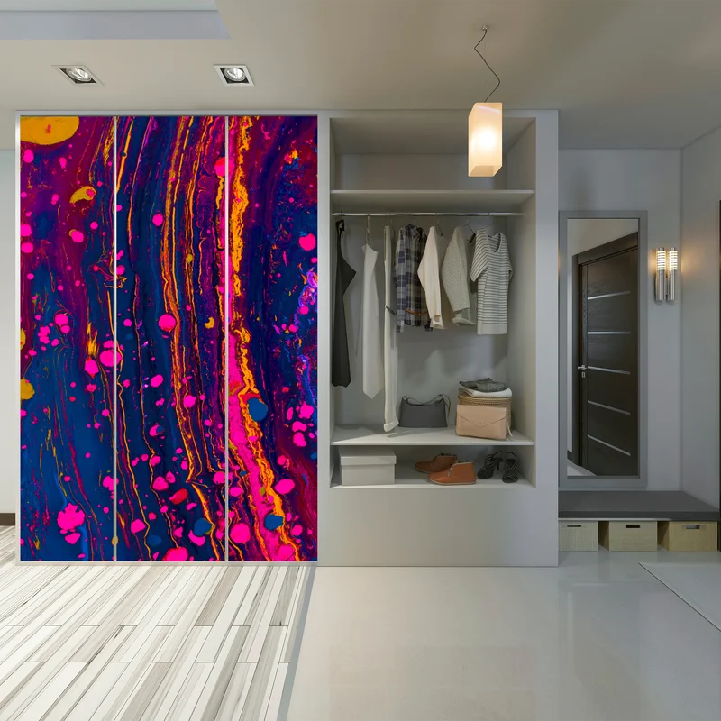 Schrankaufkleber neon marmorierte abstrakte wandgrafik