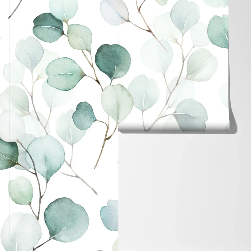 Fototapeta delikatny wzór liści eukaliptusa w akwareli Fototapeta delikatny wzór liści eukaliptusa w akwareli