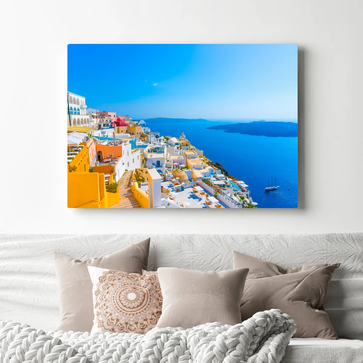 Leinwandbild sonnige ansicht der caldera von Santorini Leinwandbild sonnige ansicht der caldera von Santorini