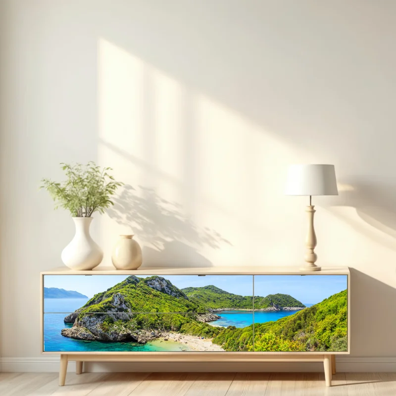 Repositionierbarer Aufkleber türkisbucht auf einer insel