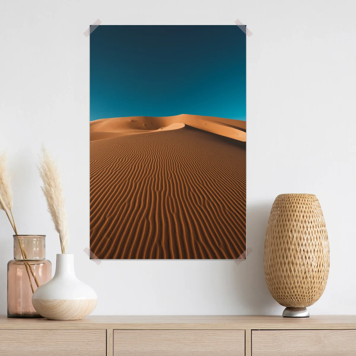 Poster goldene sanddünen unter tiefblauem himmel Poster goldene sanddünen unter tiefblauem himmel