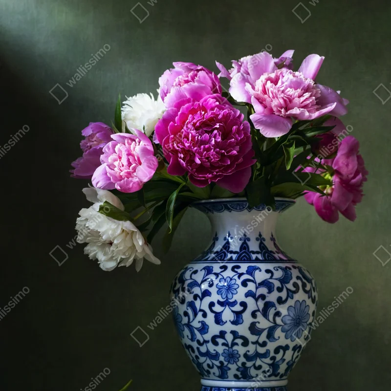 Poster rosa pfingstrosen in einer chinesischen vase • Poster bei Wallnifity® Poster rosa pfingstrosen in einer chinesischen vase • Poster bei Wallnifity®