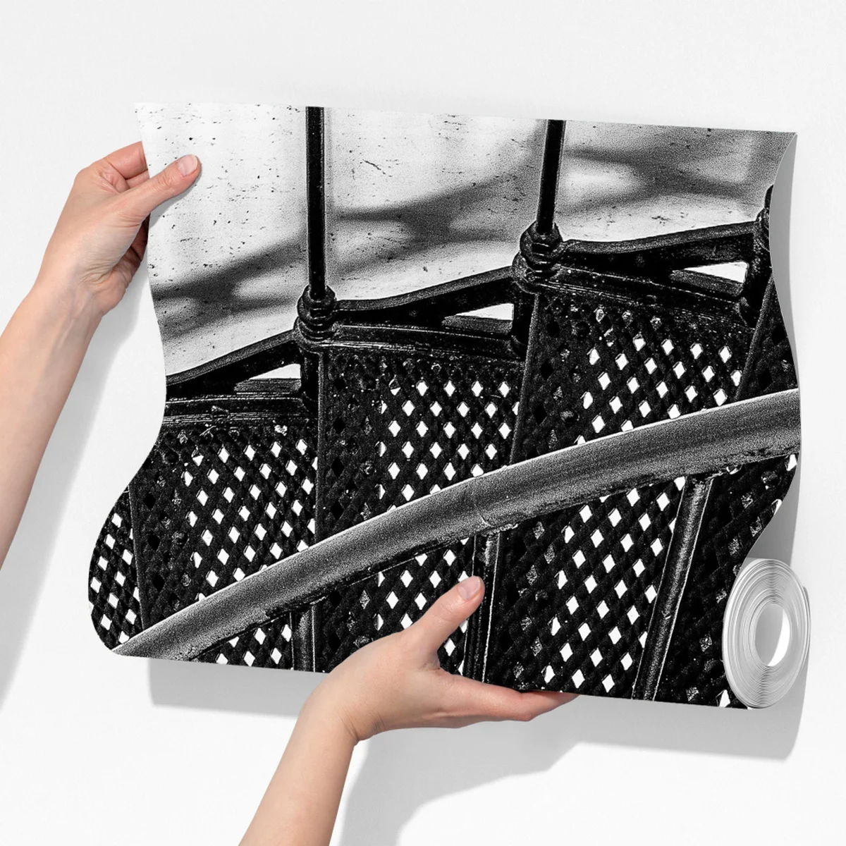 Fototapeta spiralne schody w czerni i bieli Fototapeta spiralne schody w czerni i bieli