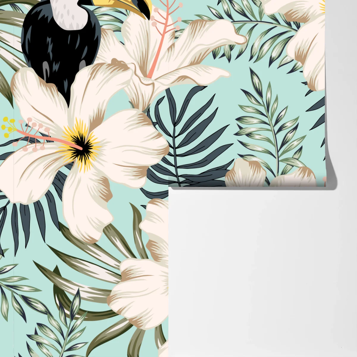 Fototapete tropisches muster mit tukan und blumen Fototapete tropisches muster mit tukan und blumen