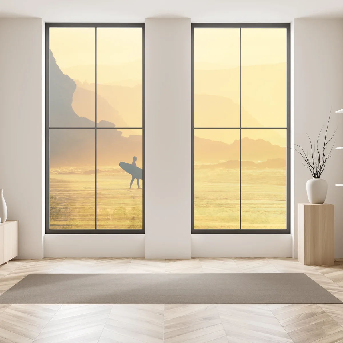 Fensteraufkleber surfer im goldenen sonnenuntergang Fensteraufkleber surfer im goldenen sonnenuntergang