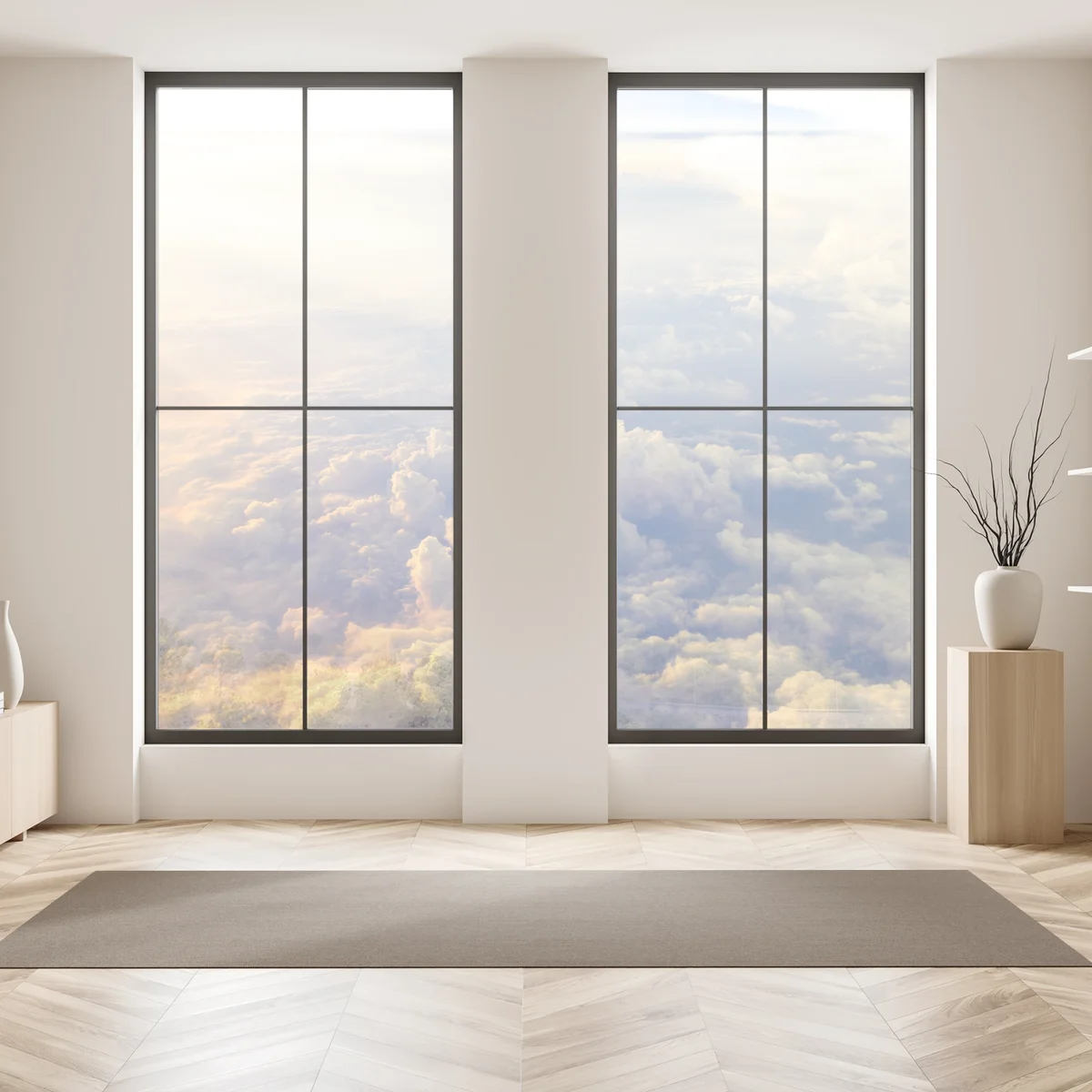 Fensteraufkleber sonnenbeschienene wolken über dem horizont Fensteraufkleber sonnenbeschienene wolken über dem horizont