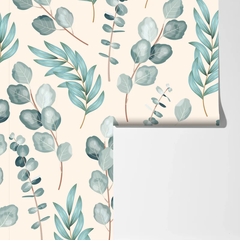 Fototapete pastell eukalyptus blattmuster Fototapete pastell eukalyptus blattmuster