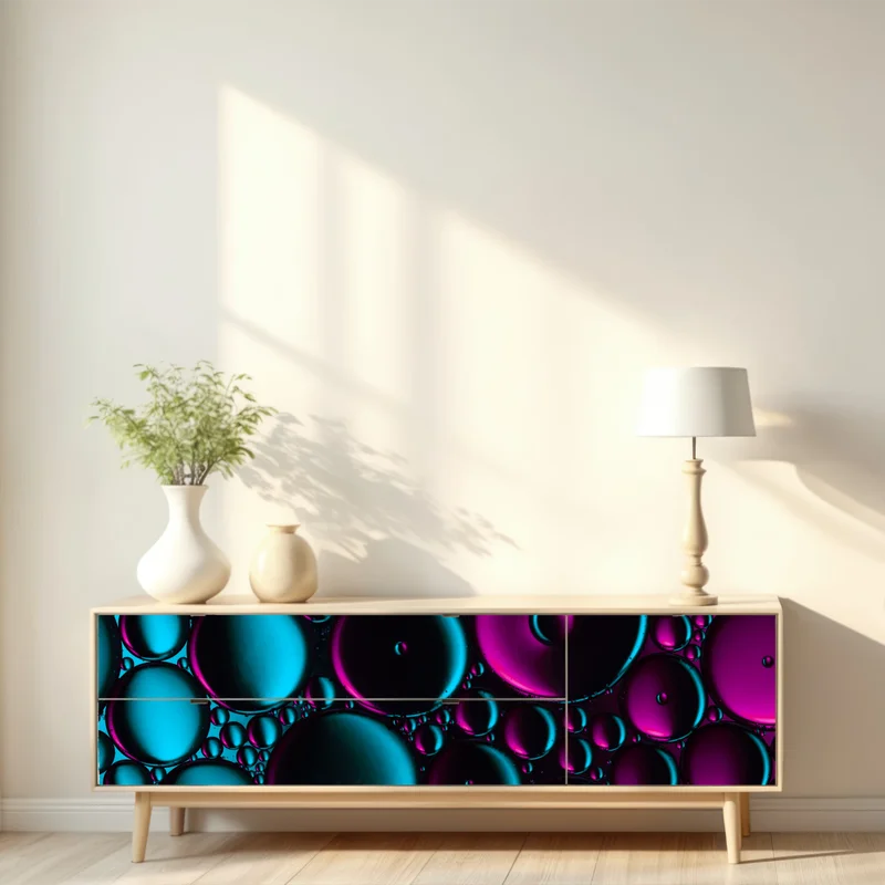 Repositionierbarer Aufkleber türkis-magenta blasenmuster