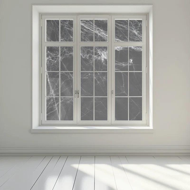 Fensteraufkleber gespenstisches spinnennetz auf schwarzem hintergrund Fensteraufkleber gespenstisches spinnennetz auf schwarzem hintergrund