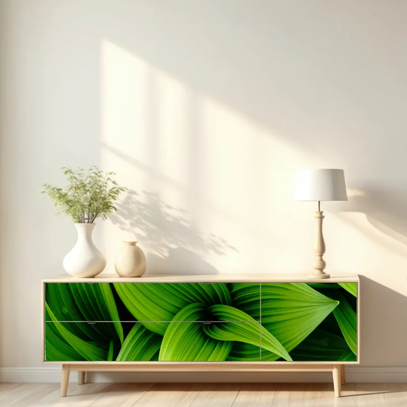 Repositionierbarer Aufkleber üppige grüne blätter