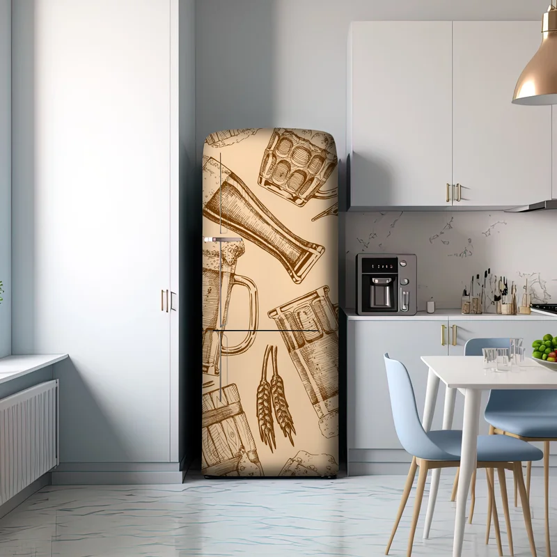 Kühlschrankaufkleber retro muster mit bierkrügen