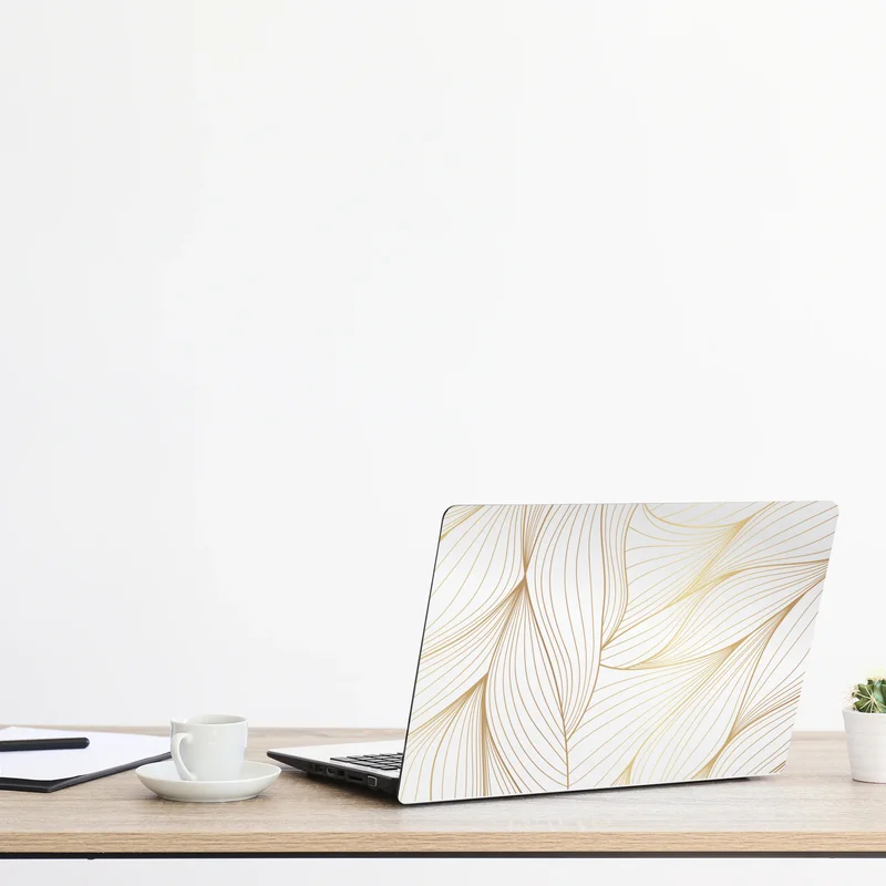 Laptop-Aufkleber goldene fließende linien abstraktes design Laptop-Aufkleber goldene fließende linien abstraktes design