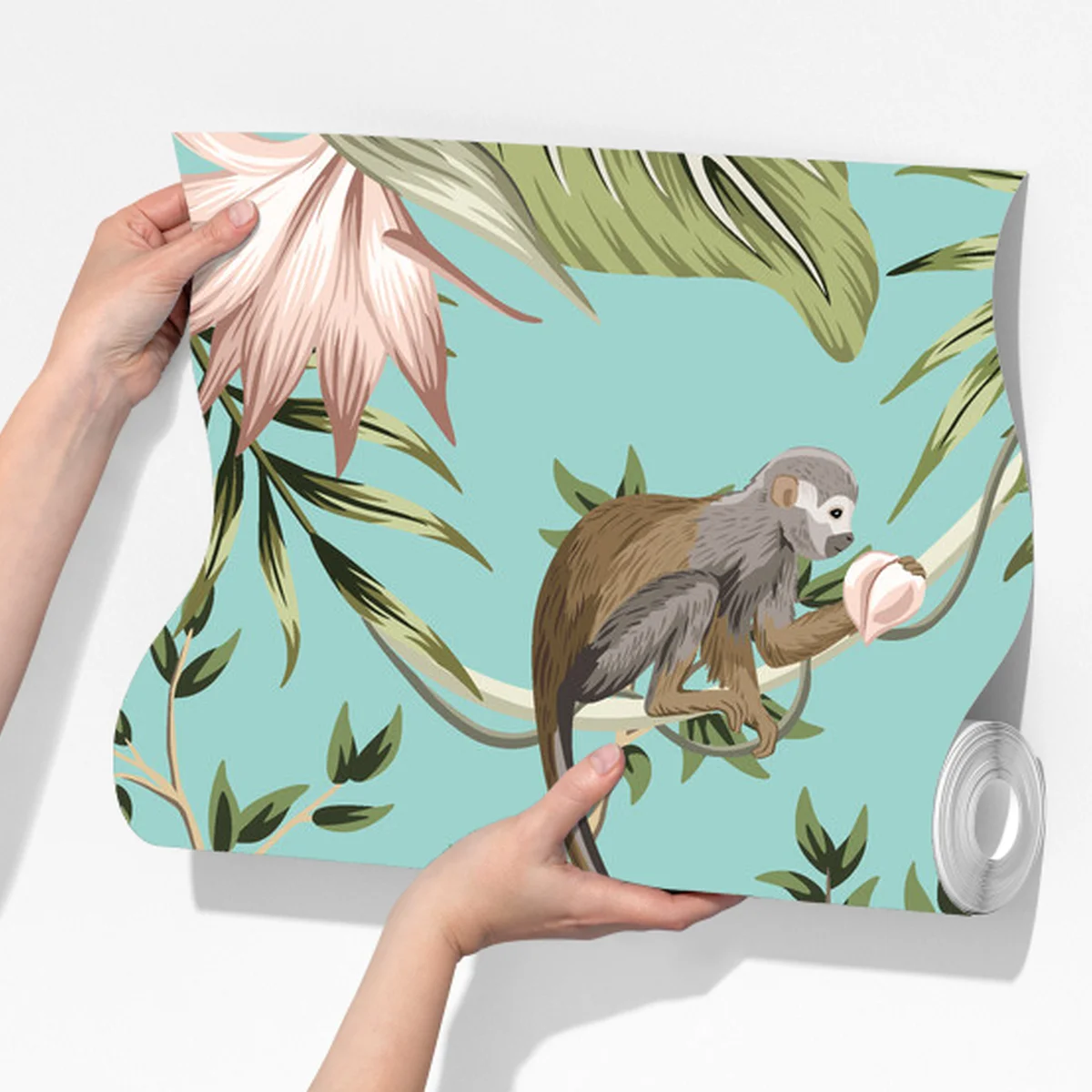 Fototapete tropische dschungelszene mit elefant und flamingo Fototapete tropische dschungelszene mit elefant und flamingo