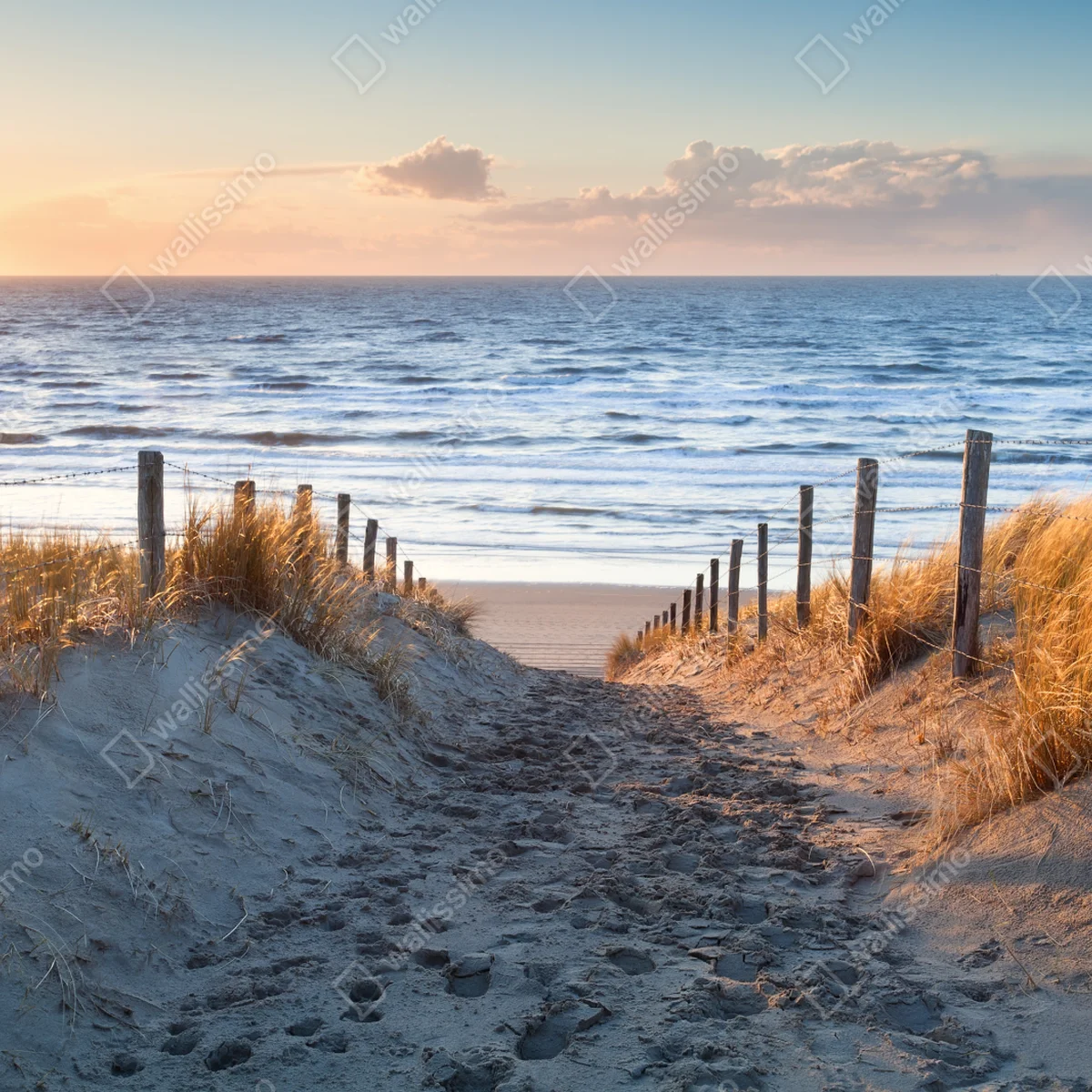 Repositionierbarer Aufkleber sonnenuntergangspfad zur Nordsee, Holland Repositionierbarer Aufkleber sonnenuntergangspfad zur Nordsee, Holland