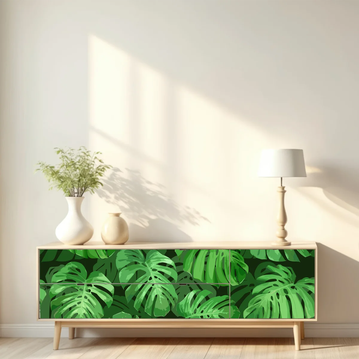 Repositionierbarer Aufkleber tropisches monstera-blattmuster Repositionierbarer Aufkleber tropisches monstera-blattmuster