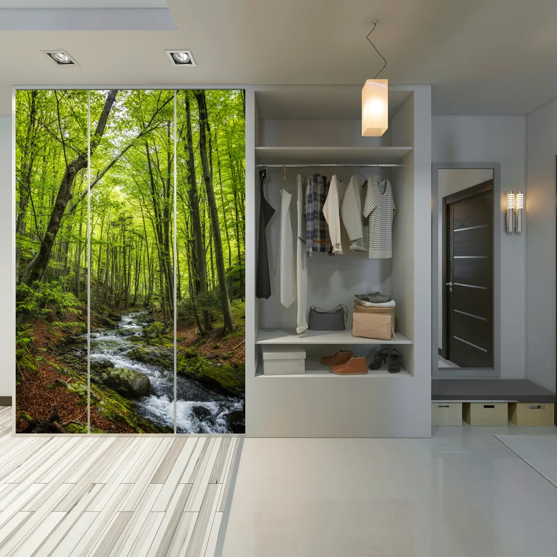 Schrankaufkleber ruhiger grüner waldbach Schrankaufkleber ruhiger grüner waldbach