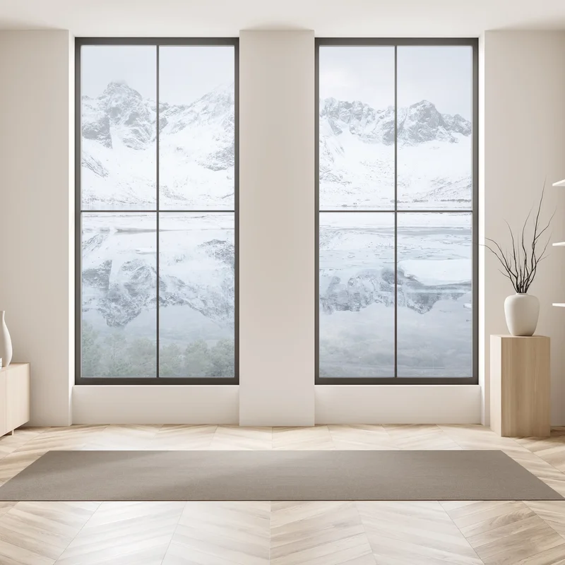 Fensteraufkleber verschneite bergspiegelung in Norwegen Fensteraufkleber verschneite bergspiegelung in Norwegen