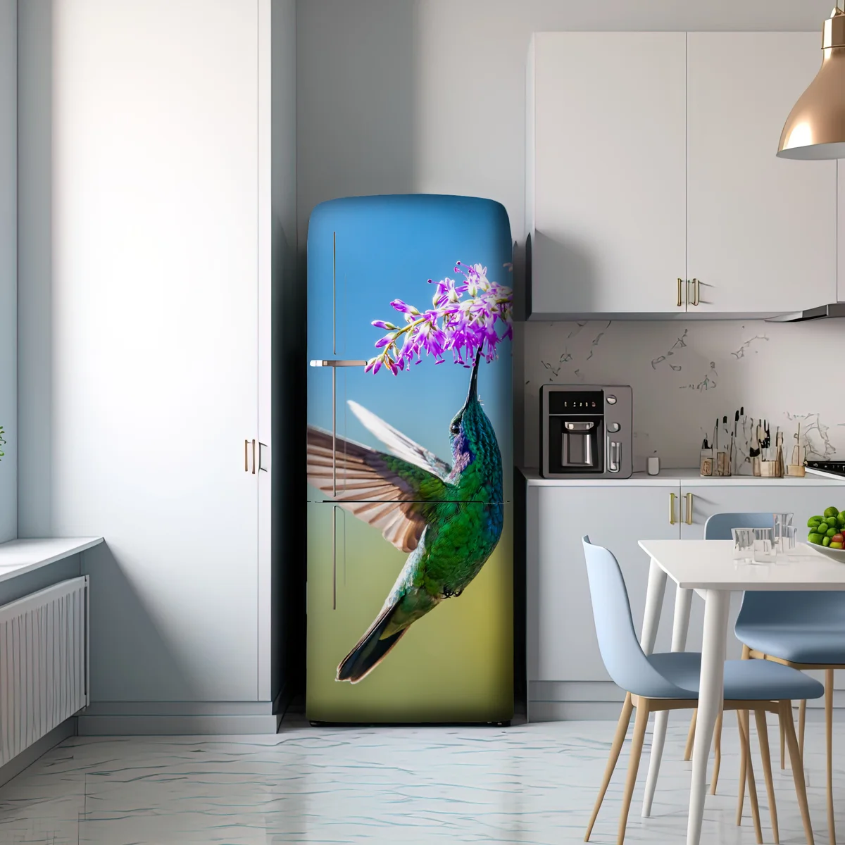Kühlschrankaufkleber kolibri an violetter blüte Kühlschrankaufkleber kolibri an violetter blüte